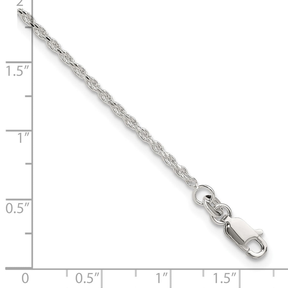 Auriga Fine Jewelry 925 Sterling Silver Adjustable Diamond- Cut Rope Anklet 9inch for Women