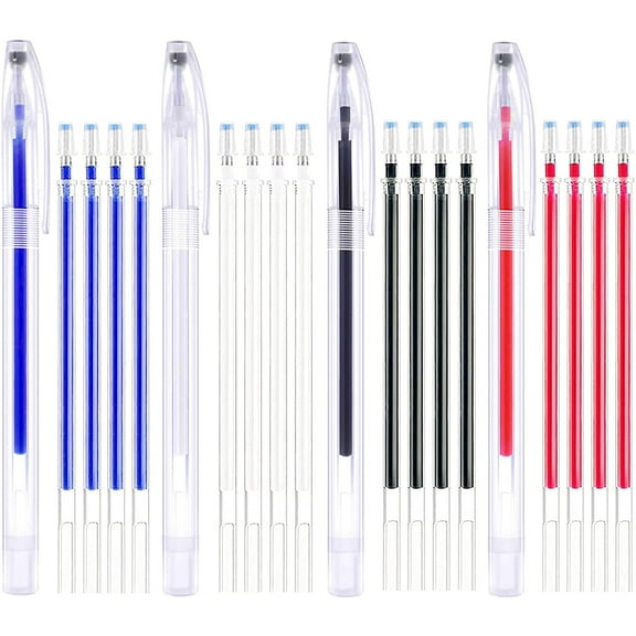 Heat Erasable Pens ,4 Pieces Fabric Marking Pens with 20 Refills for Quilting Sewing, Dressmaking, Fabrics, Tailors Sewing Fabrics,Tailor's Chalk Pencils Chalks Pen