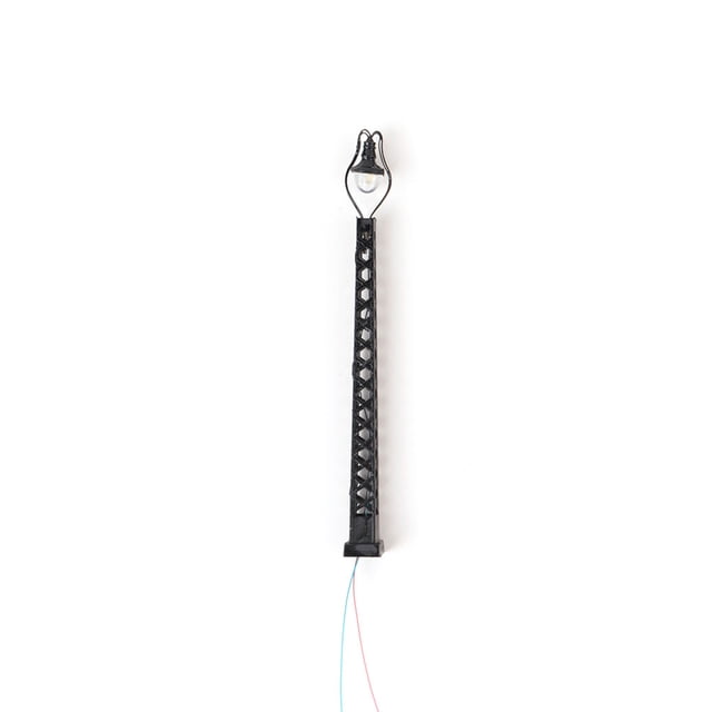 Model Train Lamppost Warm White Mode 1:87 Landscape materials; it will be Decorations LED Railway Light Single-Head Track Lamp Table Scenery Black
