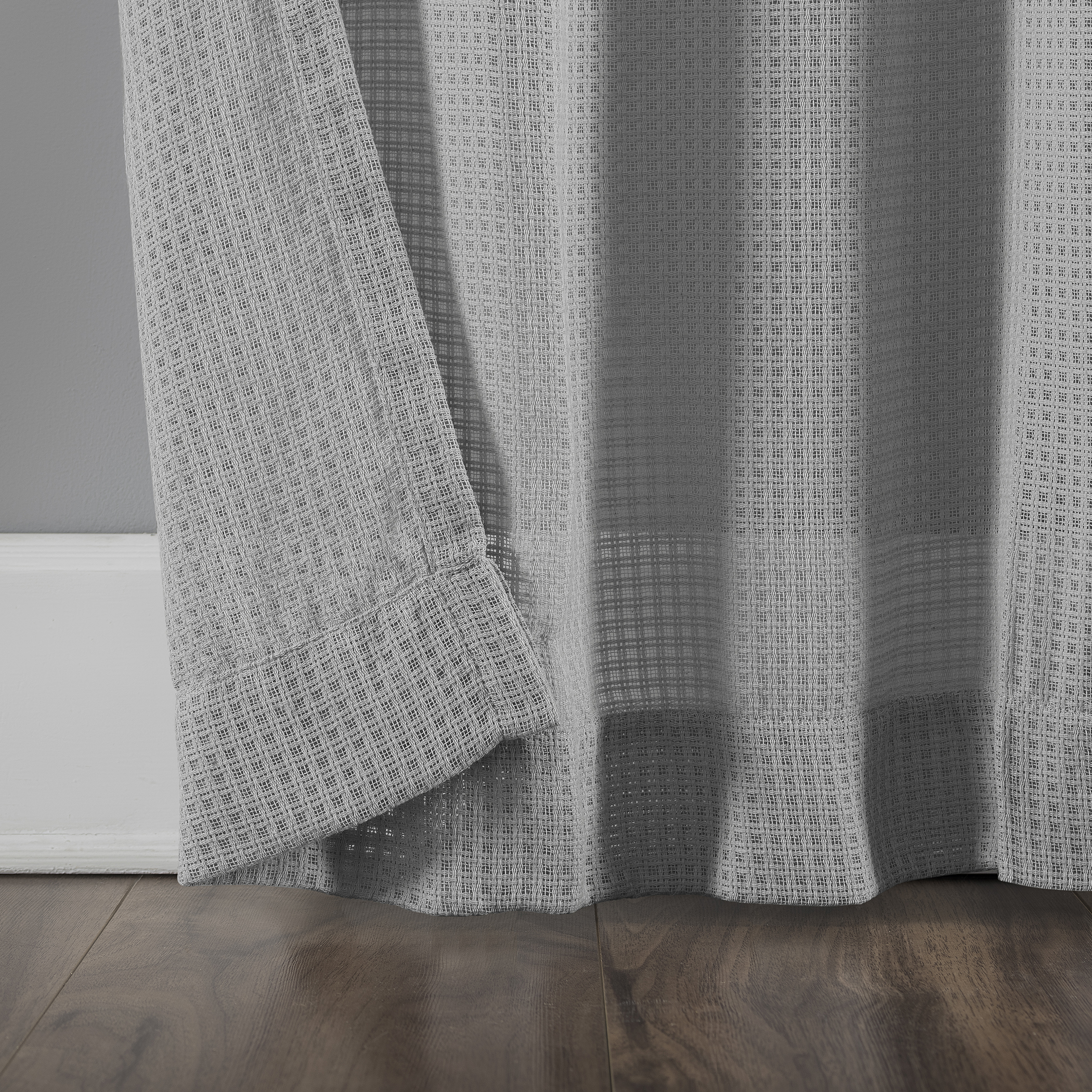 Archaeo Waffle Weave Cotton Blend Tab Top Curtain, 50"x96", 50"x96", Chrome Gray