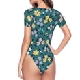 thumbnail image 4 of The Xecao Floral Women's Crew Neck Body Suit, a short-sleeved bodysuit and basic swimsuit, both comfort and style for dating and daily life, 4 of 9