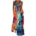 thumbnail image 2 of Fartey American Flag Maxi Dress for Women 4th of July Patriotic Long Tank Dress Summer Sleeveless V Neck Sundress Loose Casual Beach Vacation Dresses with Pockets Red M, 2 of 5