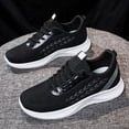 thumbnail image 4 of Women's Platforms Knit Slip On Sneakers Lace up Wide Toe Box Casual Running Shoes Breathable Non Slip Athletic Shoes, 4 of 5