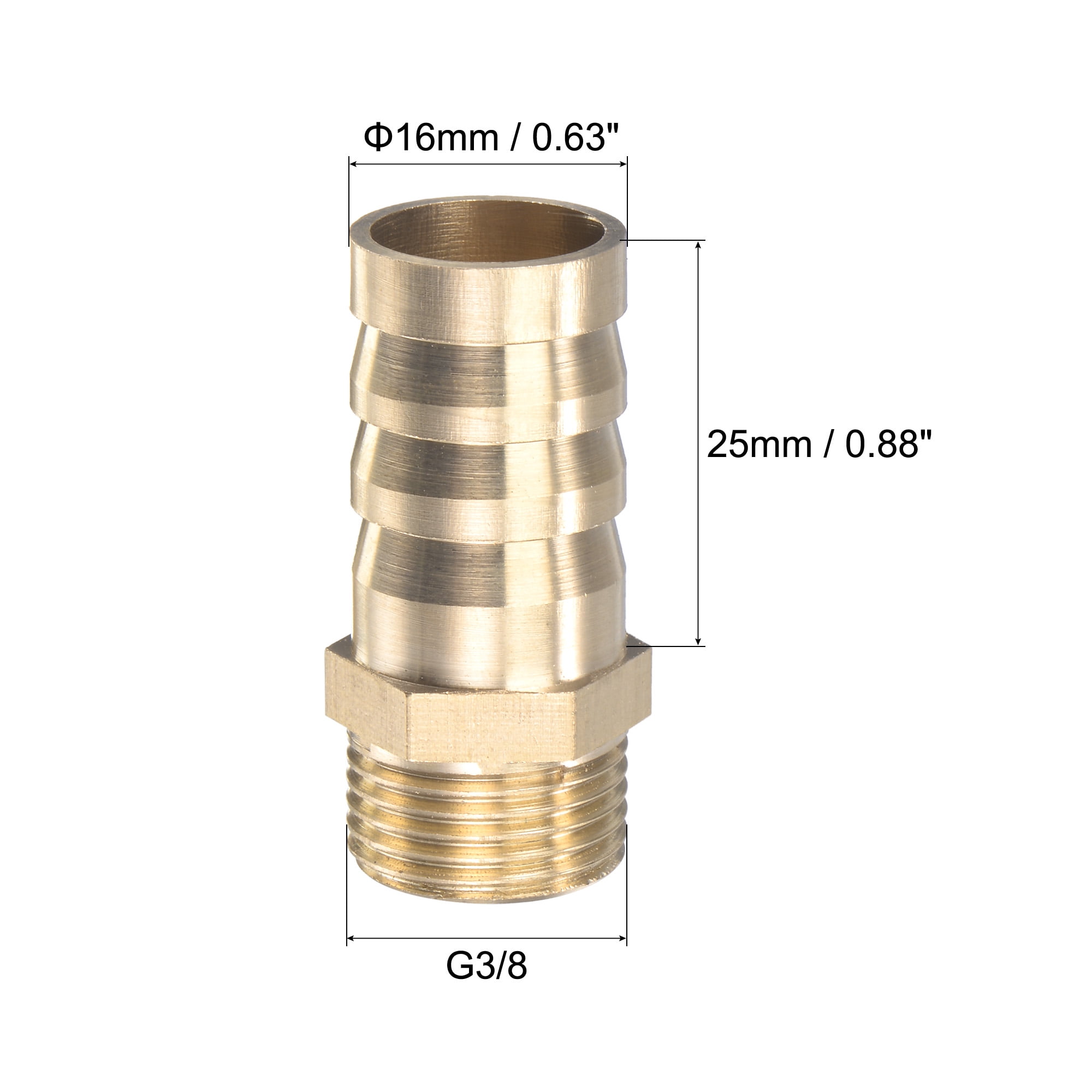 1/2 INCH BSP MALE to 13mm STRAIGHT HOSE TAIL SOLID BRASS 