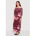 thumbnail image 2 of Women's Plus Size Floral Long Sleeve Mesh Off The Shoulder Dress, 2 of 3