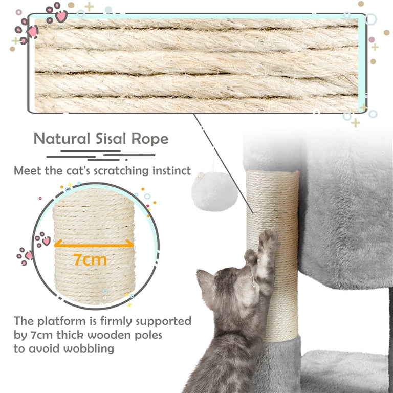 Alden Design 2-Level Cat Tree, 23 Inches, Light Gray photo 6