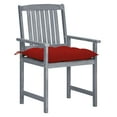 thumbnail image 2 of vidaXL Patio Chairs Outdoor Dining Chair with Cushions Gray Solid Wood Acacia, 2 of 12