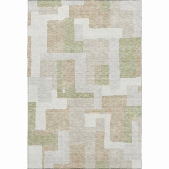 HomeRoots 675690 10 x 14 ft. Beige, Ivory & Taupe Geometric Transitional Washable Machine Made Rectangle Area Rug with UV Protection