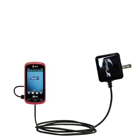 Gomadic Intelligent Compact AC Home Wall Charger suitable for the LG Xpression - High output power with a convenient, foldable plug design - Uses TipE
