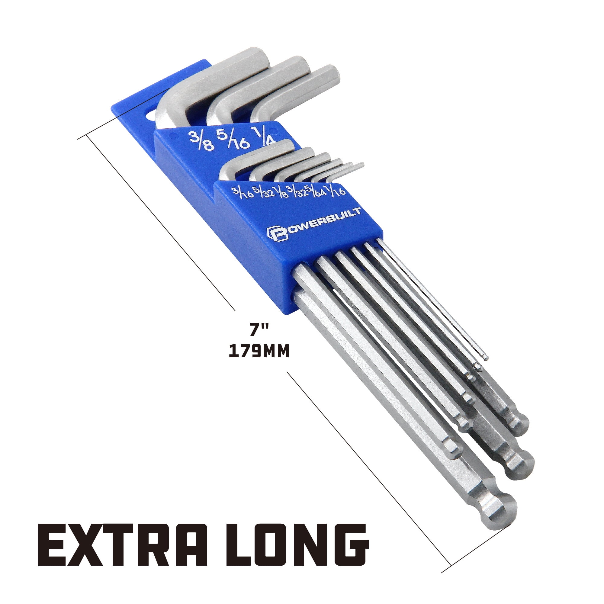 Powerbuilt 9 Piece SAE Long Arm Hex Key Wrench Set - 640081