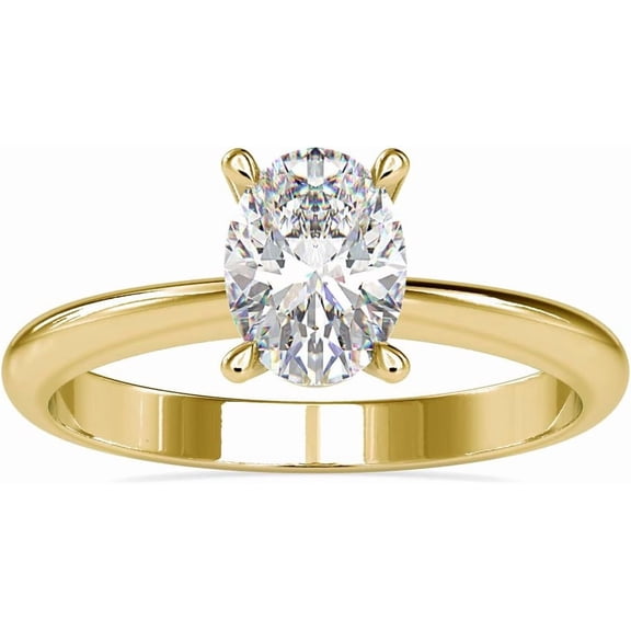 AOBOCO 1ct 10K 14K 18K Gold Solitaire Oval Cut Moissanite Engagement Ring for Women D Color Wedding Bridal Promise Anniversary Ring Jewelry Gift for Women Wife