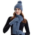 thumbnail image 1 of 1 juego de gorro, bufanda y guantes, gorro de lana de punto de tres piezas, gorro cálido para mujer, 1 of 5