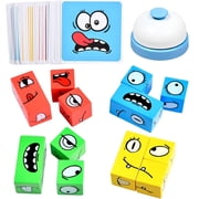 TAETOE Wooden Face Changing Magic Cube Game, Expression Puzzle Building Blocks Pattern Matching Game, Educational Puzzles Toy Board Games for Kids and Adults with Bell