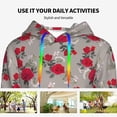 thumbnail image 4 of Picia Rose Flowers Pattern Casual Women's Hoodie, Hooded Sweatshirt with Kangaroo Pocket, Comfortable Pullover with Eye-catching Drawstrings-X-Large, 4 of 7