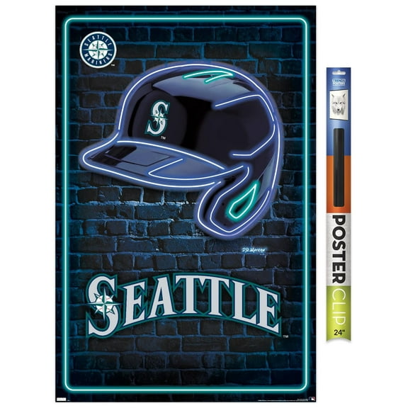 MLB Seattle Mariners - Neon Helmet 23 Wall Poster, 22.375" x 34"