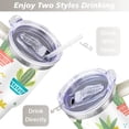 thumbnail image 5 of 40oz Watercolor Cactus Succulents Stainless Steel Flip Straw Tumbler Spill Proof Travel Cup Double Wall Vacuum Insulated Coffee Mug with Top Handle, 5 of 6