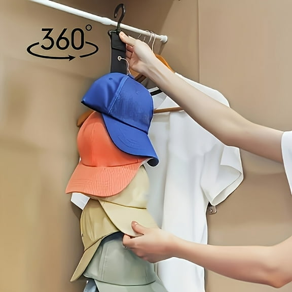 Canvas Hat Rack Organizer, 1pc Portable Wall-Mounted Hanging Storage Holder with 8 Clips, Space-Saving Closet and Bedroom Organizer for Baseball Caps, Visors, and Hats