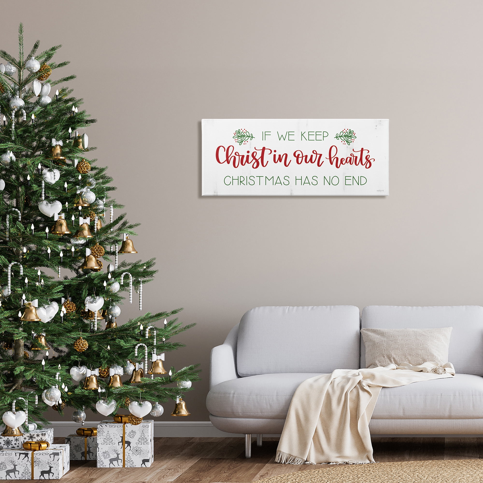 Inspiring Christmas Typography Quote Rustic Floral Motif Inspirational Graphic Art Gallery-Wrapped Canvas Print Wall Art