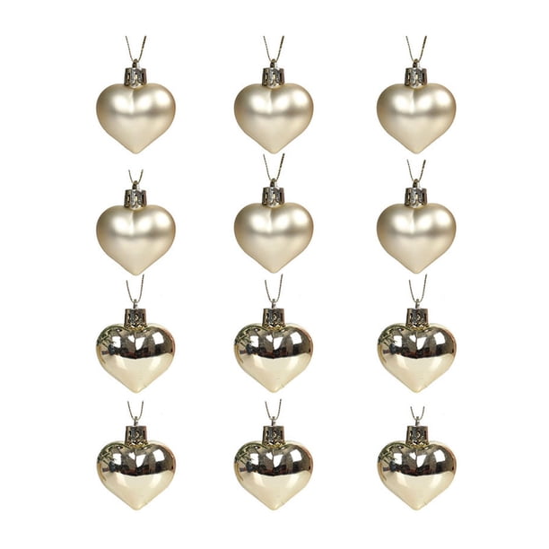 12 adornos navideños con forma de corazón para árbol de Navidad, adornos navideños, adornos DIY Estilo B