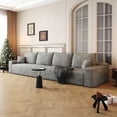 thumbnail image 6 of Modern Grey Plush Corduroy 140" Cloud Sectional Sofa for Living Room,No Assembly Needed, 6 of 7