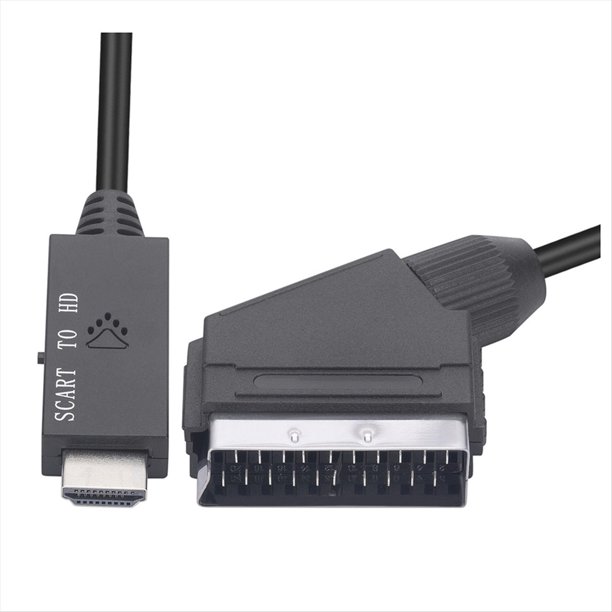 Adaptador Scart A HD 1080P (Convertidor de Audio y Vídeo Scart Macho A HD Hembra, Compatible para HDTV, DVD y PC, 1 M)
