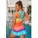 thumbnail image 1 of ABPHQTO Vestido de baño con shorts y efecto tie dye turquesa para mujer, 1 of 5