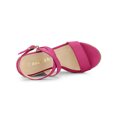 thumbnail image 4 of BLISSFUL STEP Women's Shoes Espadrille Wedge Slingback Crisscross Sandals Hot Pink 9, 4 of 7