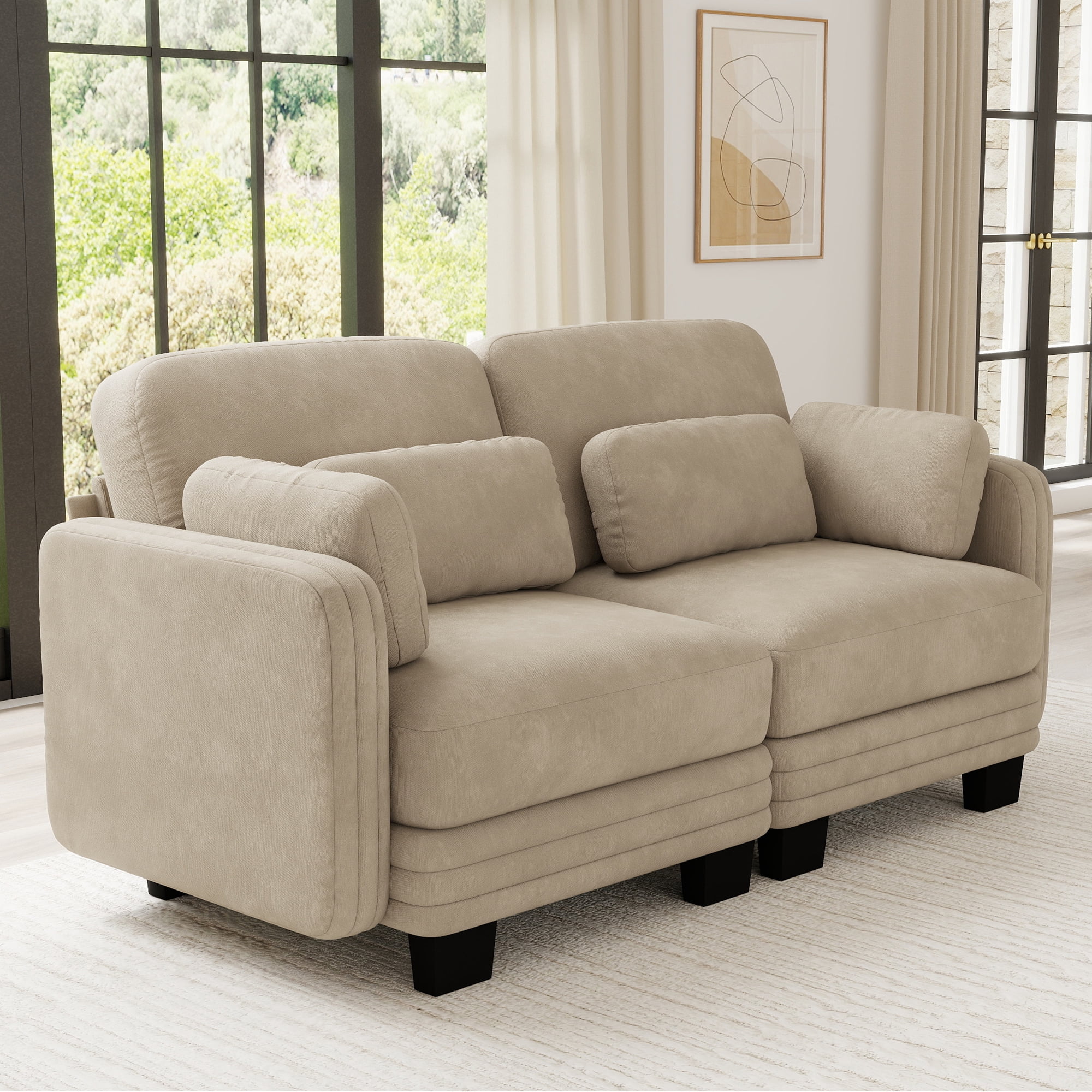70" Modern Modular 2 Seater Loveseat Sofa Couch with 4 Pillows