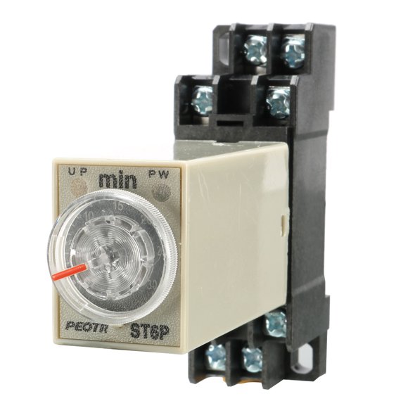 Unique Bargains Relais de Temps avec Minuterie AC 220V 30Min 0-30 Minutes H3Y-2 + Douille Rail DIN 8 Broches