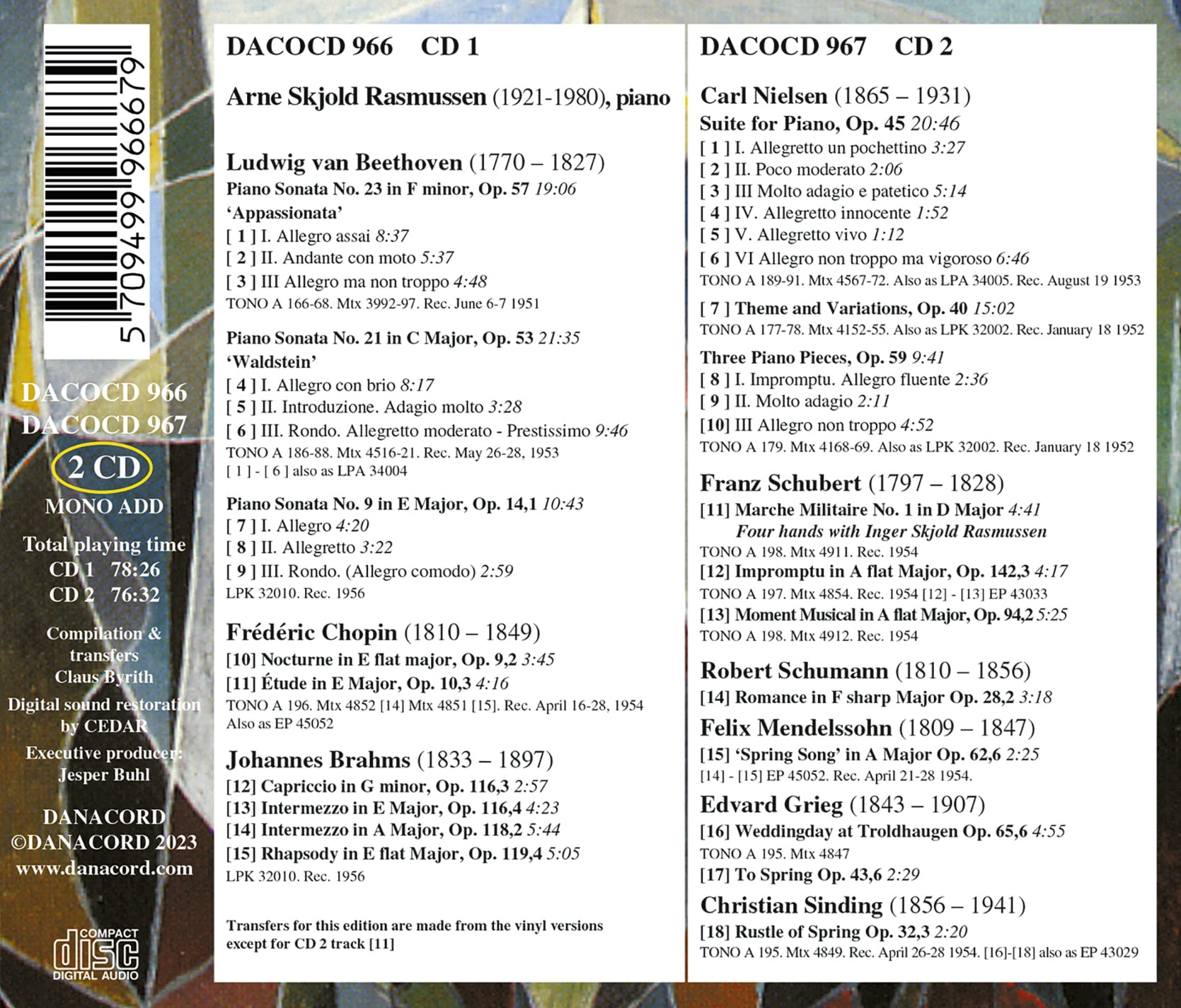 Arne Skjold Rasmussen - Forgotten Danish Pianist Arne Skjold Rasmussen - Music & Performance - CD