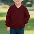 thumbnail image 5 of Atogsazn Kids Boys V Neck Sweatshirt Children's Casual Long Sleeve Pullover Sweatshirts Loose Fit Tops Clothing 04-Wine 7-8 Years Fashion, 5 of 8