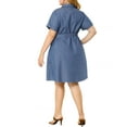 thumbnail image 3 of MODA NOVA Juniors' Plus Wrap Belted High Waist Chambray Midi Dress, 3 of 6