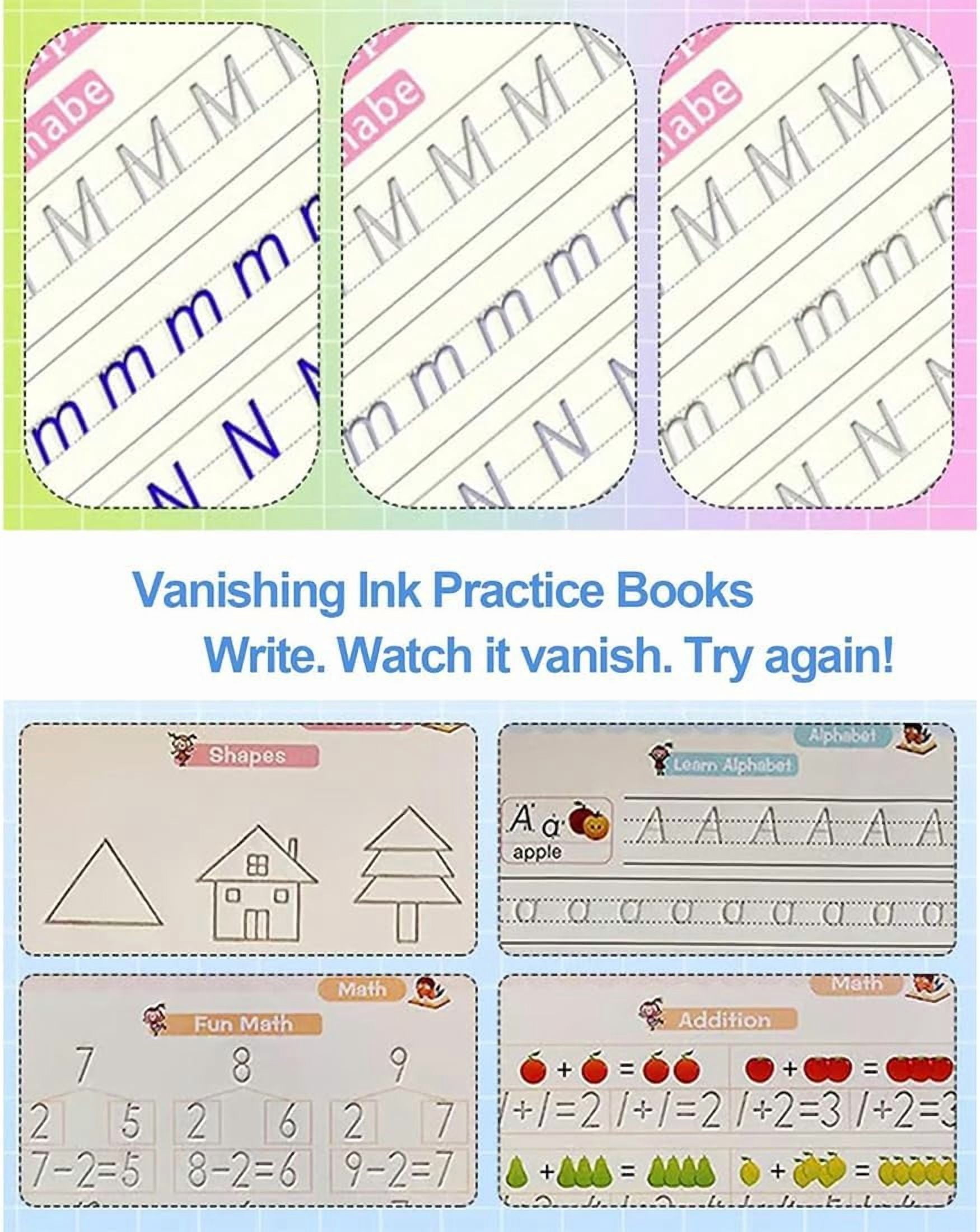 Motor Magic WorkBooks, Your Little Explorer Writing Books, Full Set 4 Book W/10 Replacement Refills+1 Pen+1 Pencil Grip, Magic Grooved Writing Practice Books