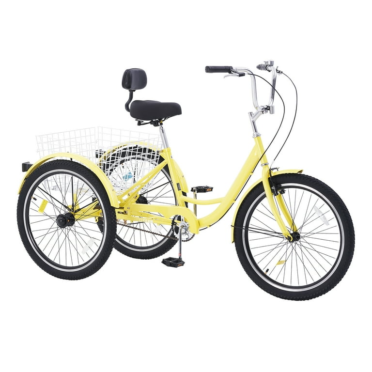 KFFKFF Adjustable Seat Unisex Aduls Tricycle, Yellow, 20 KFFKFF Adjustable Seat Unisex Aduls Tricycle, Yellow, 20