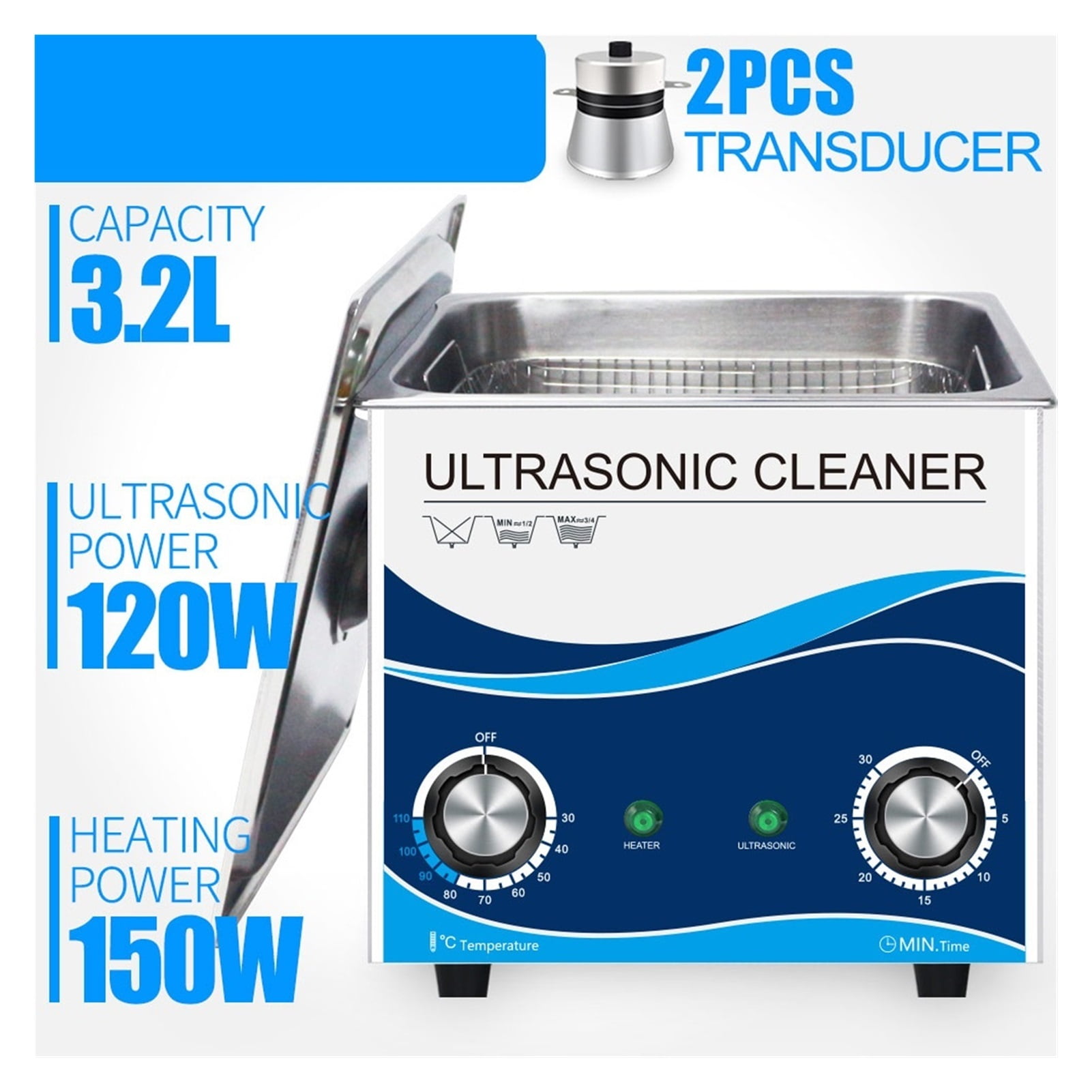 Ultrasonic Cleaner 3L Industrial Ultrasonic Cleaner 3.2L 180W Cleaning For Circuit Board Metal Parts Hospital ,Strong Cleaning
