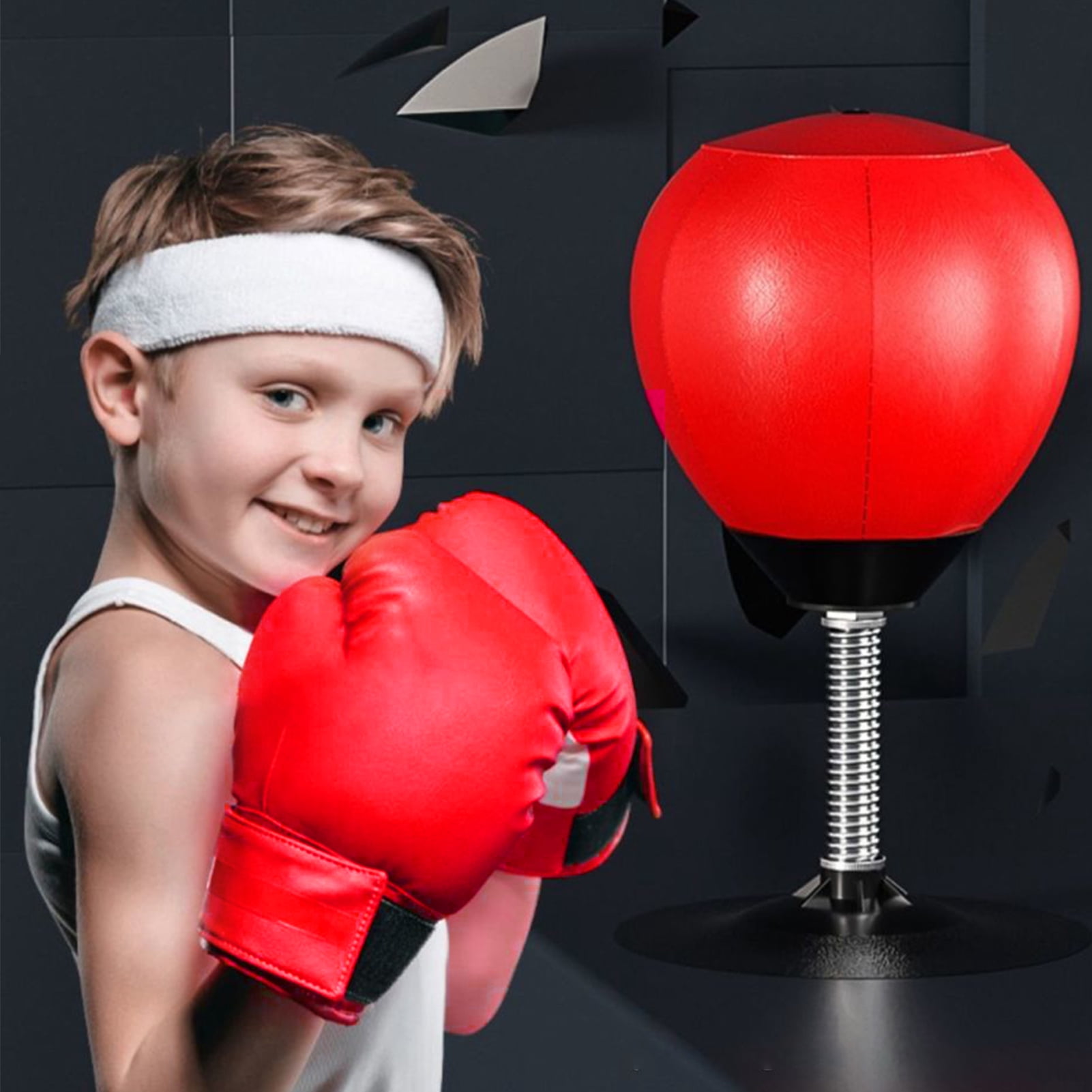 Sac De Boxe De Bureau à Ventouse – Punching-ball Gonflable Avec Pompe, Base Anti-dérapante, Rouge/noir, Pour Décompresser Au Travail