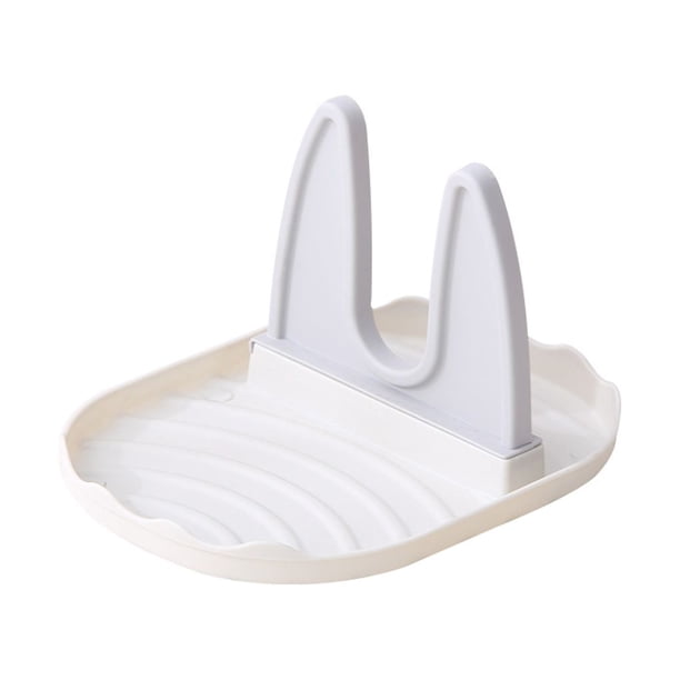 Billuyoard Soporte para tapa de olla Encimera de plástico Utensilios de cocina Organizador Espátula Estante Lavable Desmontable Utensilios de Organizadores de utensilios de cocina Blanco Gris