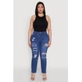thumbnail image 2 of Womens Plus Size WAX High Waisted Distressed and Frayed Jeans, 2 of 5