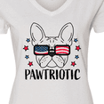 thumbnail image 4 of Inktastic Pawtriotic with French Bulldog  in American Flag Sunglasses Women's V-Neck T-Shirt, 4 of 5