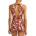 thumbnail image 3 of Time and Tru Women's Abstract Hula High Neck One-piece Swimsuit, 3 of 4
