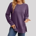 thumbnail image 5 of Maplenight Sweatshirts for women Side Split Crew Neck Sweatshirt Casual Loose Fit Long Sleeve Shirts, 5 of 6
