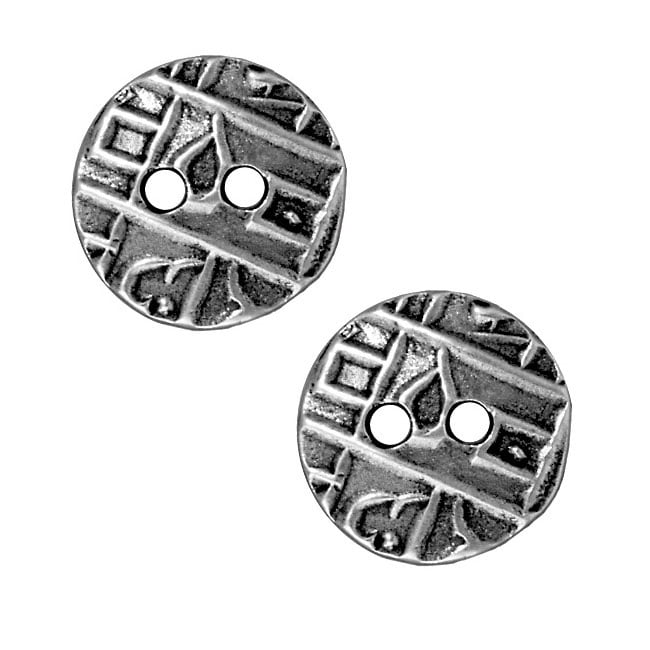 Antiqued Pewter Coin Button Abstract Design 17.5mm (2)