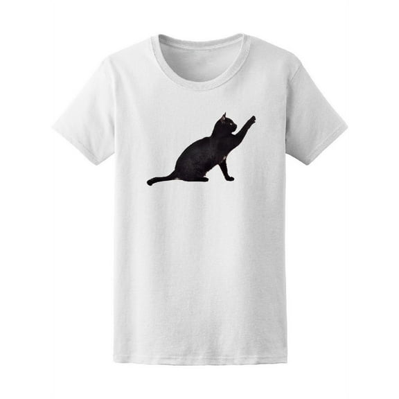 Black Cat Reaching Up For Toy Tee Women's -Image by Shutterstock