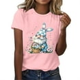 thumbnail image 2 of VBTAPA Women Happy Easter Shirt Eggs Hunting Themed Graphic T-Shirts Funny Cute Graphic Tees Teen Girls Short Sleeve Crewneck Tops Lightning Sales Today Pink M, 2 of 5