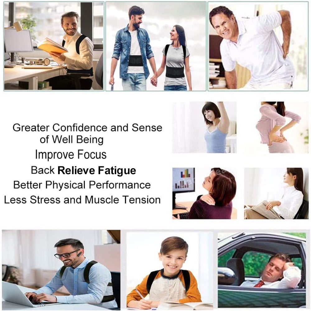 IYDoaMea Posture Corrector Upper Back Support Belt Unisex Magnetic Compression, Black