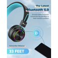 thumbnail image 4 of iClever BTH03 Kids Bluetooth Headphones Safe Volume, Colorful LED Lights, 25H Playtime, Stereo Sound Mic, Bluetooth 5.0, Foldable, On Ear Kids Wireless Headphones for Tablet Airplane, Black, 4 of 7