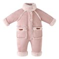 thumbnail image 2 of akafmk Baby Romper Winter Warm Fleece Lined Rompers Stand Collar Button Up Thickened Warm Outdoor One Piece Snowsuit, Size 9-12 Months, 2 of 7