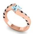 thumbnail image 2 of 1.25 Ct Unique Princess Cut Aquamarine & Black Onyx Gemstone Wedding Ring for Women 14K Rose Gold Size 3 by Diamond-Capitals, 2 of 8