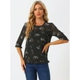 thumbnail image 3 of INSPIRE CHIC Blouse Fluide en Mousseline à Volants à Manches 3/4 à Imprimé Floral pour Femme, 3 of 6
