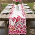 thumbnail image 4 of Valentine's Day Table Runner - 48 Inch Long Pink Love Gnomes Roses Romantic Cotton and Linen Blended Dress Scarves Farmhouse Table Runner for Kitchen Dining, Coffee Table, 13" x 48", 4 of 8